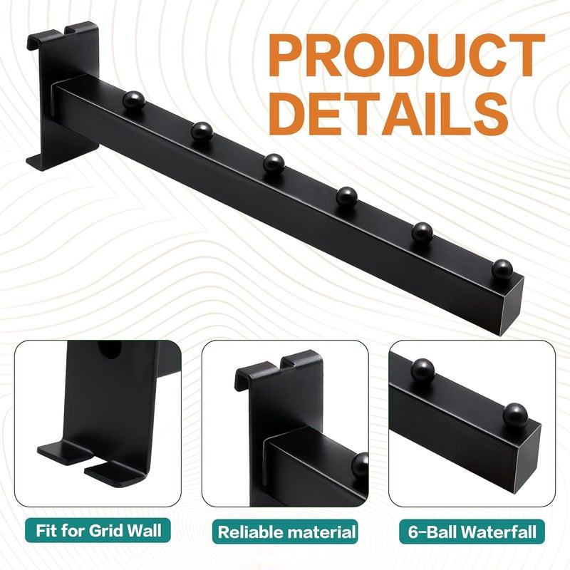 Baerkian Gridwall Waterfall Hooks, Display Hooks for Grid Wall Panels, Grid Wall Accessory for Storage Display Clothes in Retail Shop Garage (6-Packs, Black) - Image 3